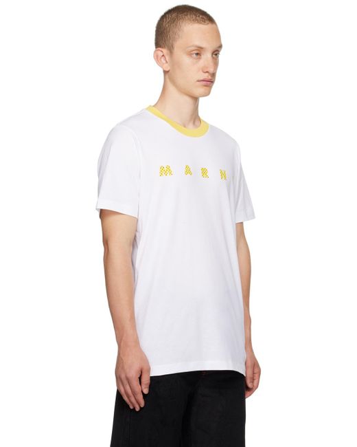 Marni White Polka Dot T-shirt for men