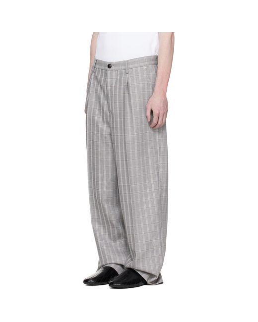 Marni White Check Wool Trousers for men