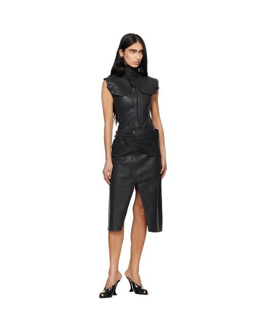 OTTOLINGER Black Glazed Denim Belted Midi Dress