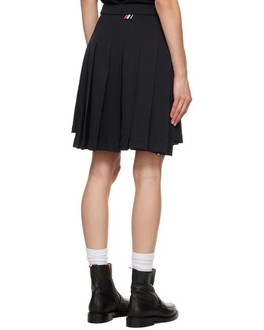 Thom Browne Black Navy Pleated Miniskirt