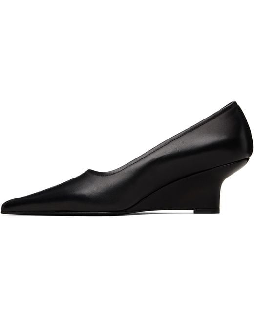 Totême Black Sharp Nappa Wedge Heels