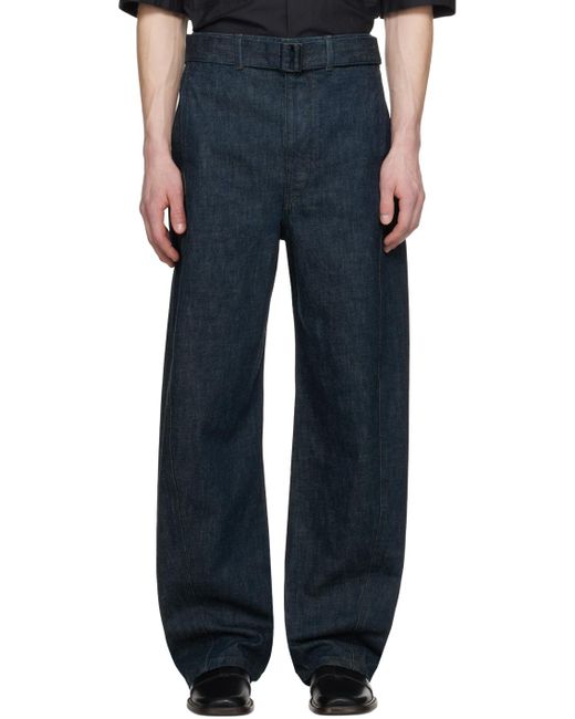 Lemaire Blue Twisted Belted Jeans for men