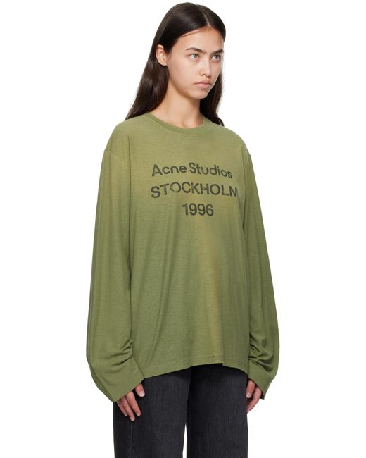 T-Shirt Décontracté Vert À Logo Acne en coloris Green