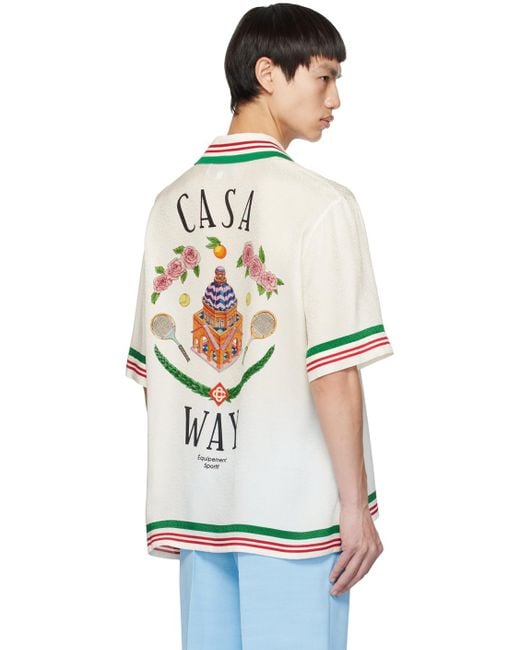 Casablancabrand White Graphic-print Regular-fit Silk Shirt for men