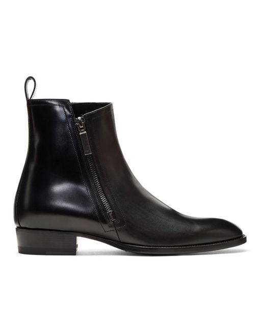 Saint Laurent Black Wyatt Zip Boots for men