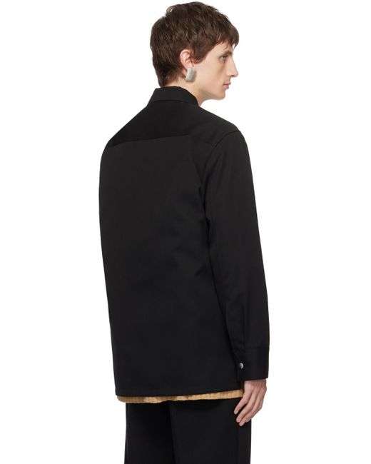 Jil Sander Navy Plastron Shirt