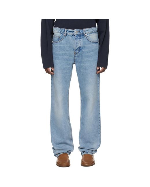 AMI Blue Cotton Classic Fit Jeans for men