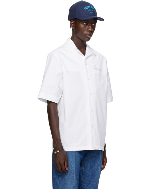 Chemise blanche à logo nautique Versace pour homme en coloris White