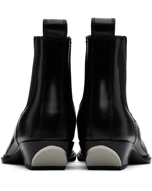 Alexander Wang Black Slick Smooth Leather Ankle Boots