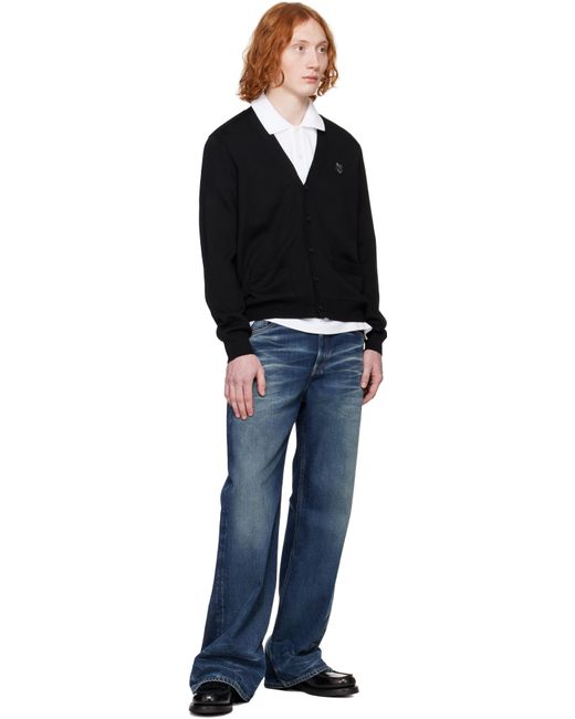 メンズ Maison Kitsuné ブラック ボールド フォックスヘッド パッチ レギュラー カーディガン Black