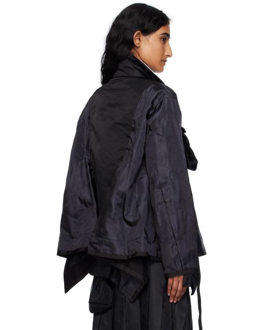 Sacai Black Nylon Twill Mix Coat