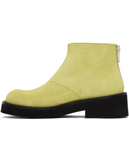 MM6 by Maison Martin Margiela Yellow Suede Ankle Boots for men