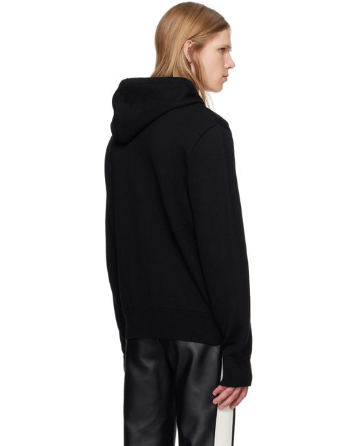 Courreges Black Zipped Wool Hoodie for men