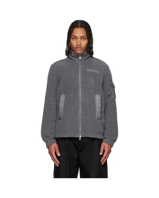 Moncler Gray Zip Up Jacket for men