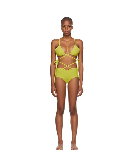 Christopher Esber Multicolor Green Wrapped Tie & Loop Tie Bikini