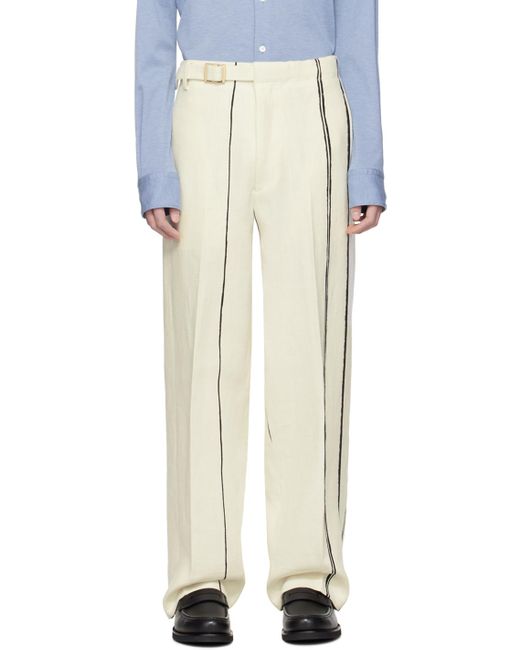 Pantalon blanc cassé à rayures - oasi lino Zegna pour homme en coloris White