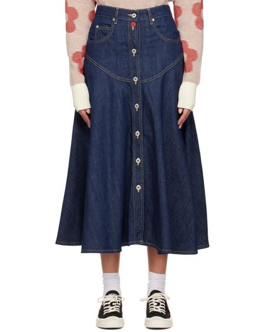 KENZO Blue Paris Flared Maxi Skirt