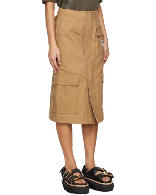 Sacai Black Beige Carhartt Wip Edition Midi Skirt