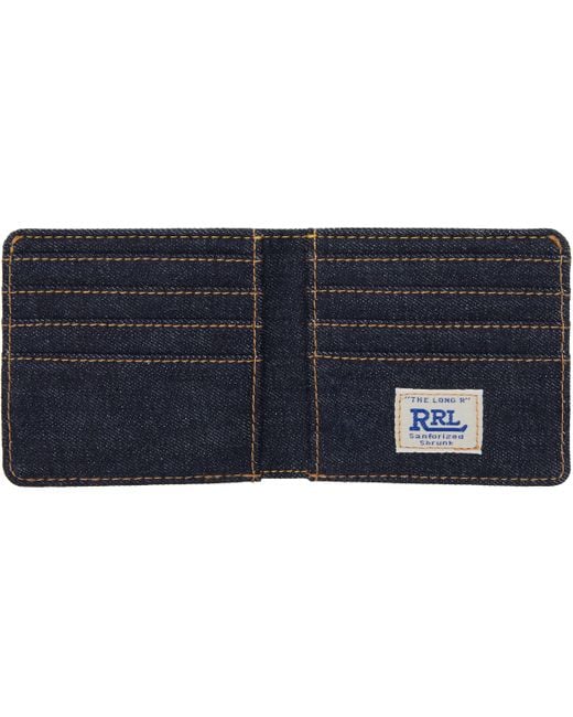 RRL Blue Denim Billfold Wallet for men
