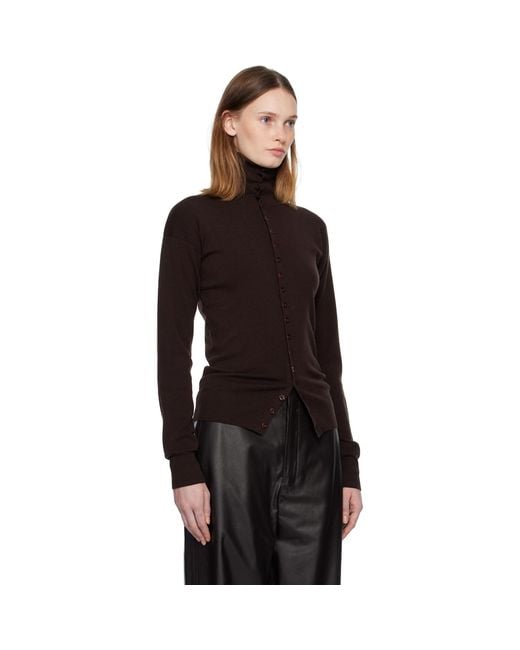 Lemaire Black Burgundy Buttoned Fitted Cardigan