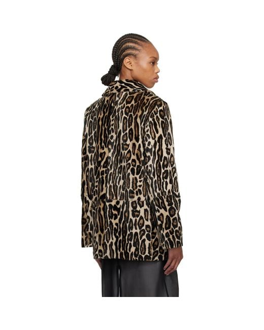 Re/done Black Leopard Shearling Peacoat