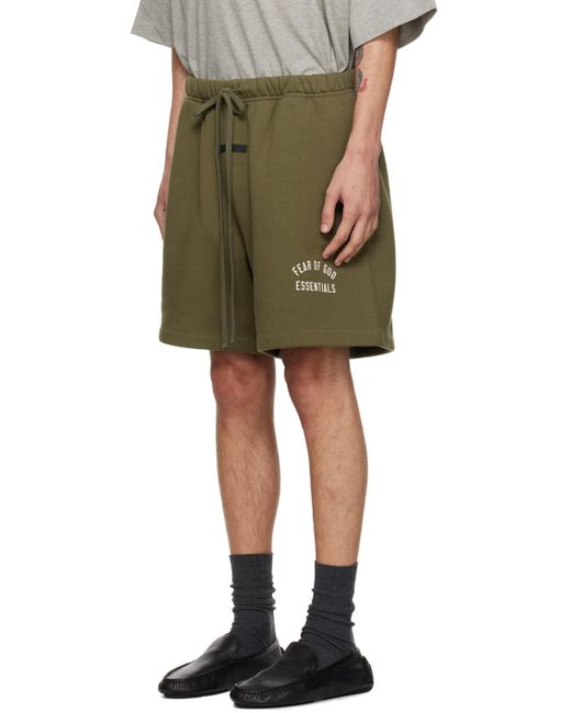 Fear Of God Green Khaki Soccer Shorts for men