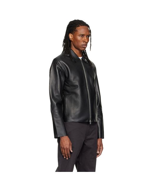 HELIOT EMIL Black Tremor Leather Jacket for men
