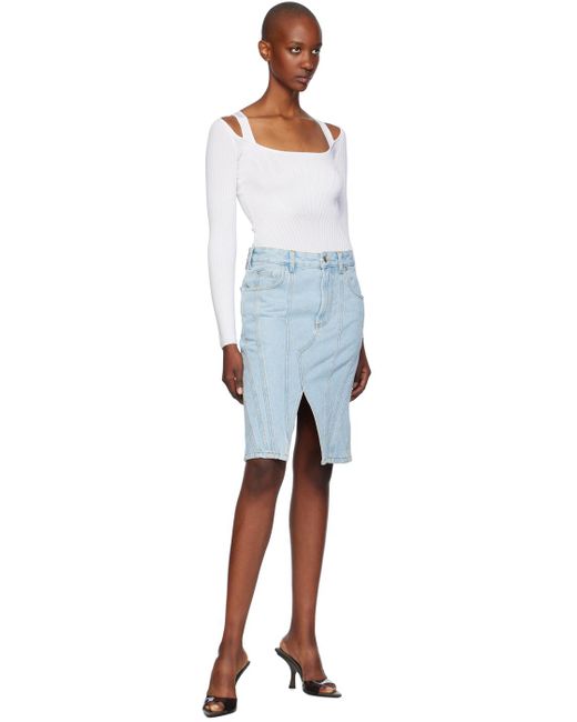 Jupe Midi Bleue En Denim À Assemblage En Spirale Mugler en coloris Blue