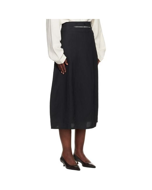 Studio Nicholson Black Orcha Midi Skirt