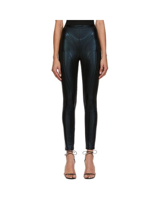 Mugler Black Embossed Leggings Lyst
