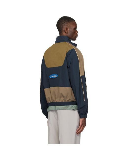ANDERSSON BELL Blue Khaki Color Block Nylon Jacket for men