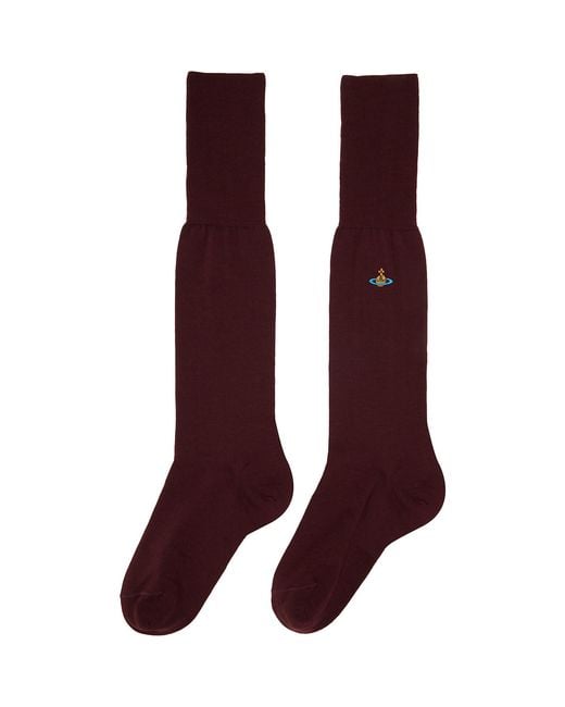 Vivienne Westwood Red Burgundy Uni Colour High Socks