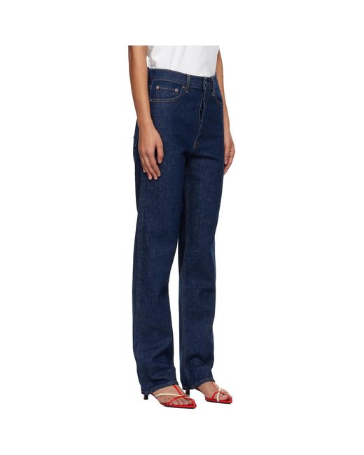 Agolde Blue 90's Pinch Waist High Rise Straight Long Jeans