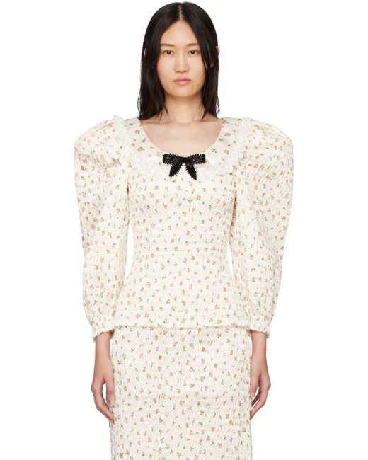ShuShu/Tong Off-white Floral Blouse in Natural | Lyst