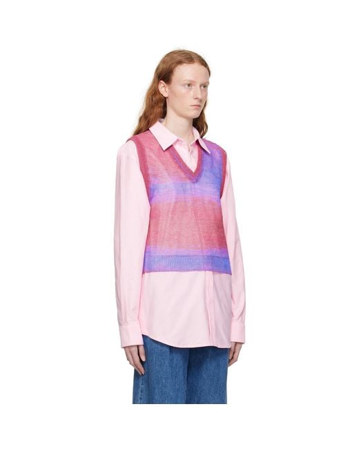 Wooyoungmi Pink Gradient Stripe Vest