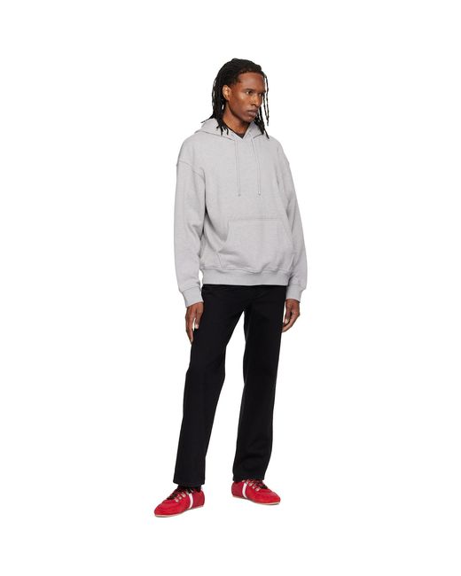 Wooyoungmi Gray Flower Back Logo Hoodie for men