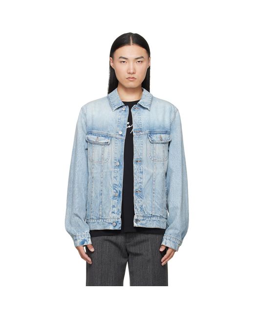 MM6 by Maison Margiela Blue Poplin Trim Denim Jacket for men