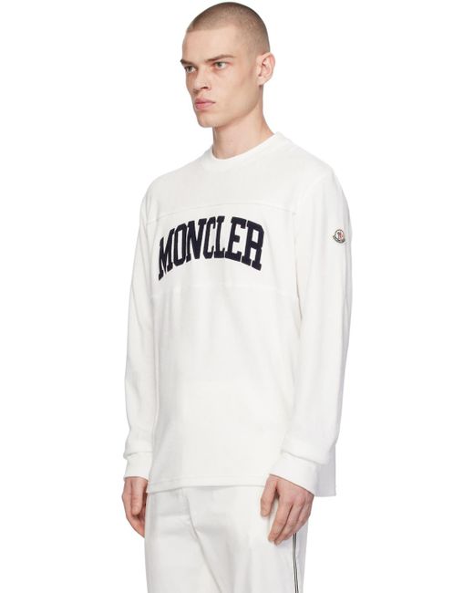 メンズ Moncler ホワイト ロゴ刺繍 スウェットシャツ Black