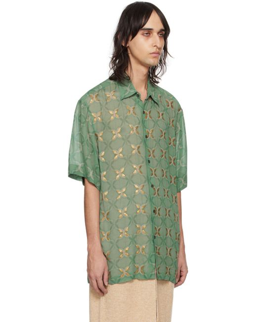 Dries Van Noten Green Sequinned Shirt for men