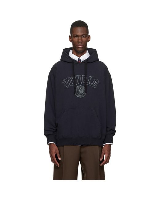 vowels Blue Faded Collegiate Hoodie for men