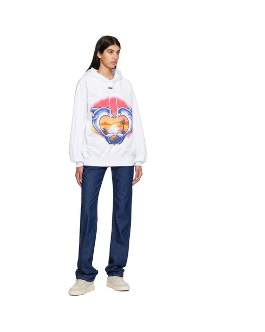 MSGM White Dolphin Hoodie