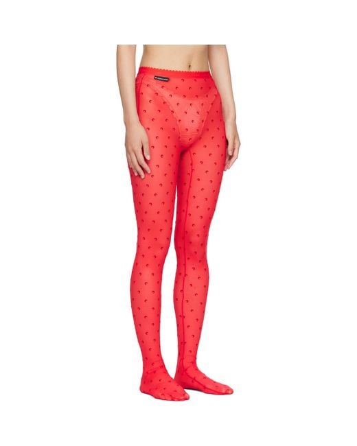 MARINE SERRE Red Plumetis Mesh Tights
