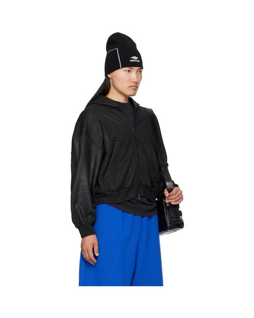 Balenciaga Black Cropped Zip-up Hoodie for men