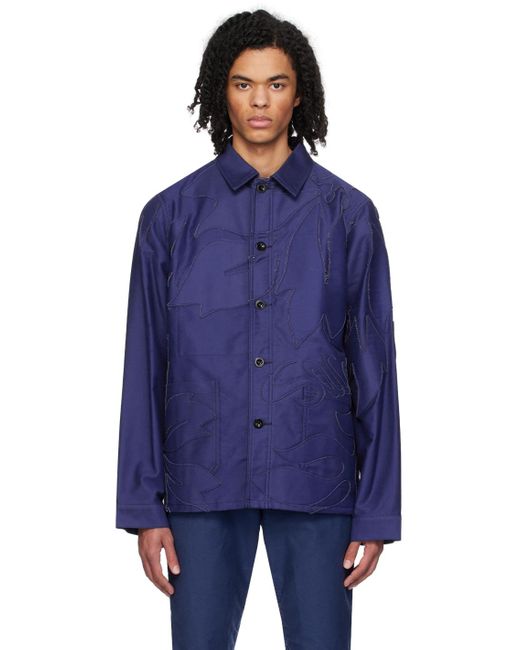 Sacai Blue Embroidered Patch Jacket for men