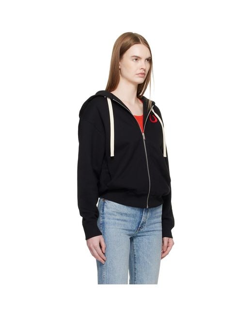 Jil Sander Black Cotton Terry Zip-Up Hoodie