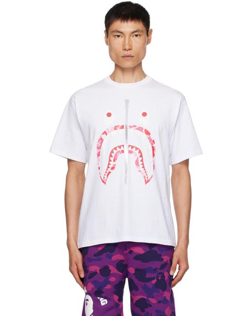 A Bathing Ape White Abc Camo Shark T-shirt for men