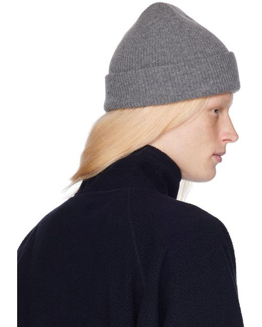 Norse Projects Blue Gray Merino Lambswool Beanie for men