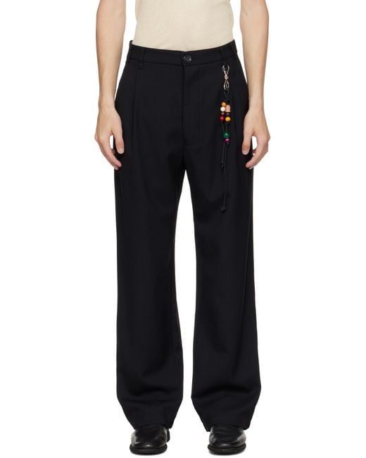Song For The Mute Black Loose Pleated Trousers for men