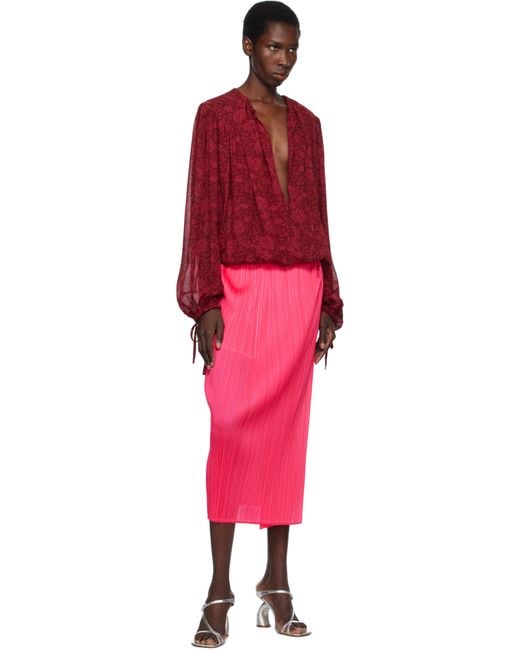 Pleats Please Issey Miyake Pink Monthly Colors March Midi Skirt