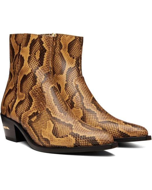 Amiri Brown Python Embossed Ryder Boots for men
